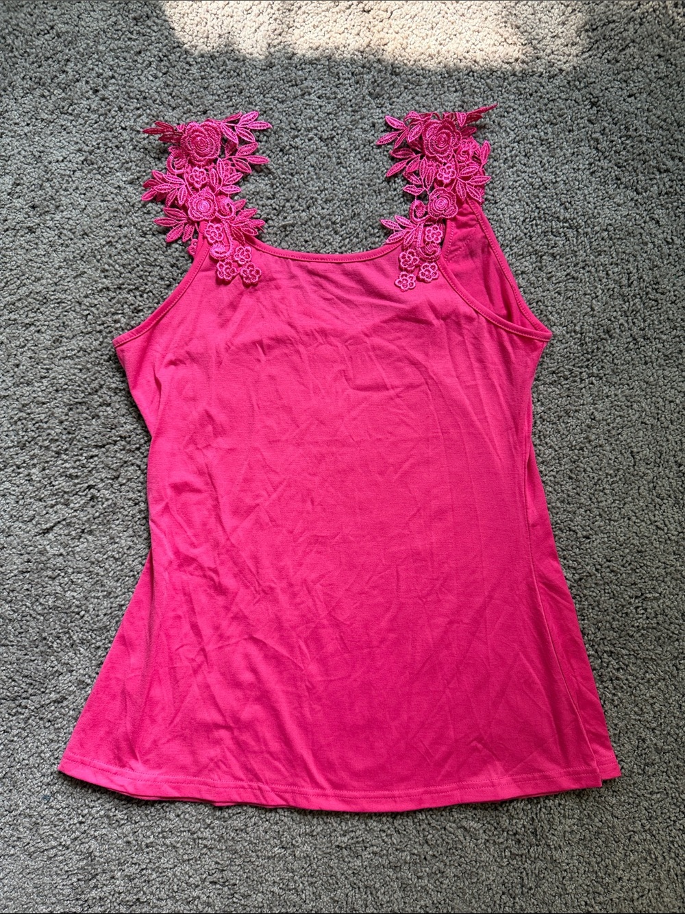 Women’s Floral Strap Fuchsia Tank Top